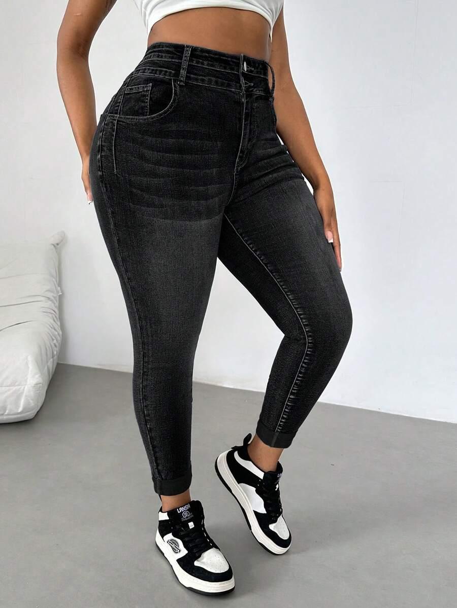 CZARNE SPODNIE JEANS 