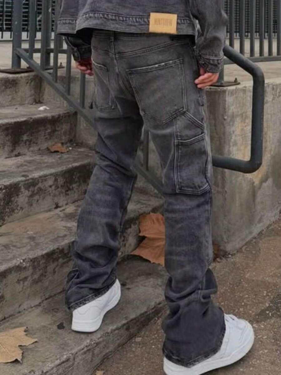 szare jeansy kieszenie 