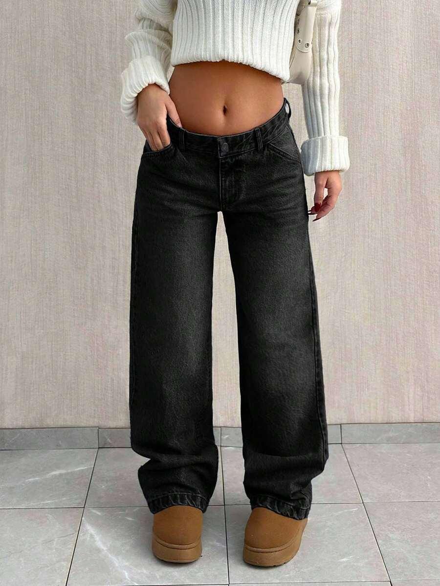 CZARNE SPODNIE JEANS