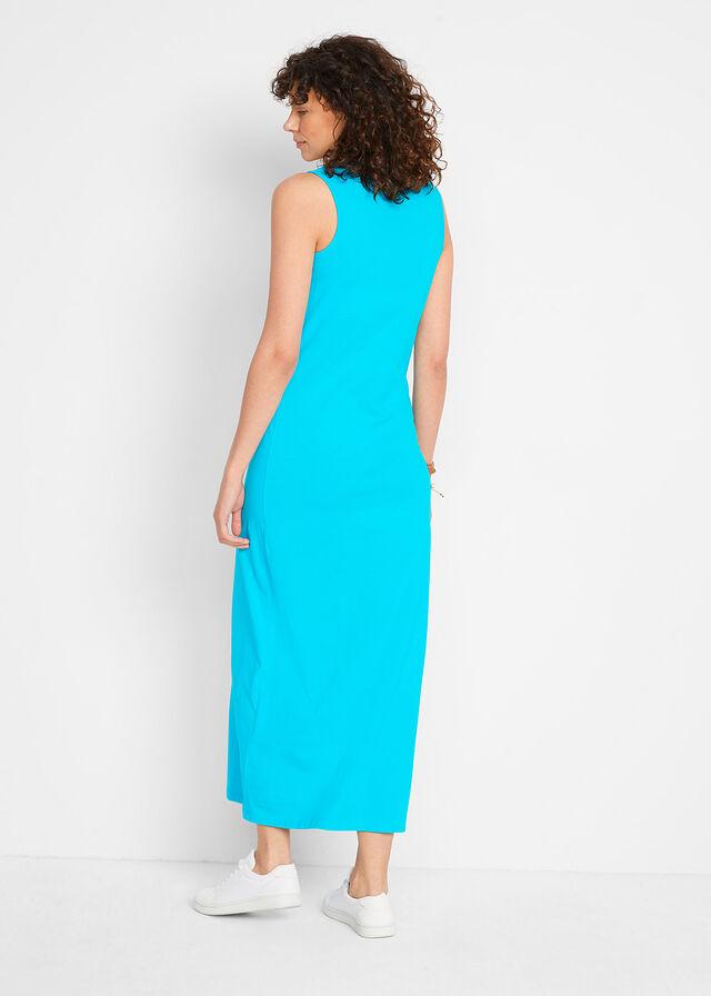 GRANATOWA MAXI SUKIENKA BEZ RĘKAWÓW V-NECK