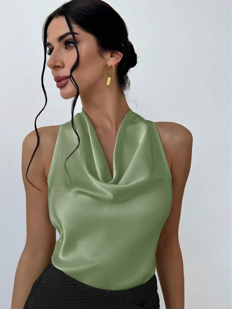 ZIELONY SATYNOWY TOP