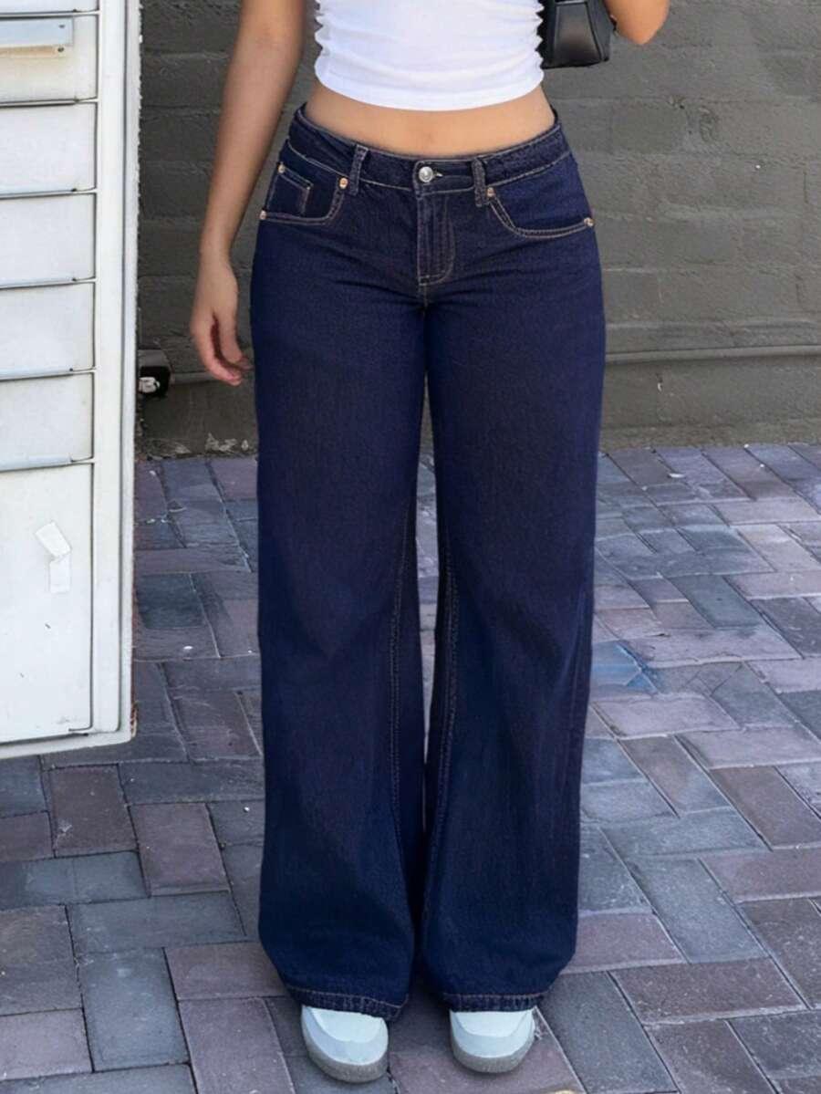 GRANATOWE SPODNIE JEANS