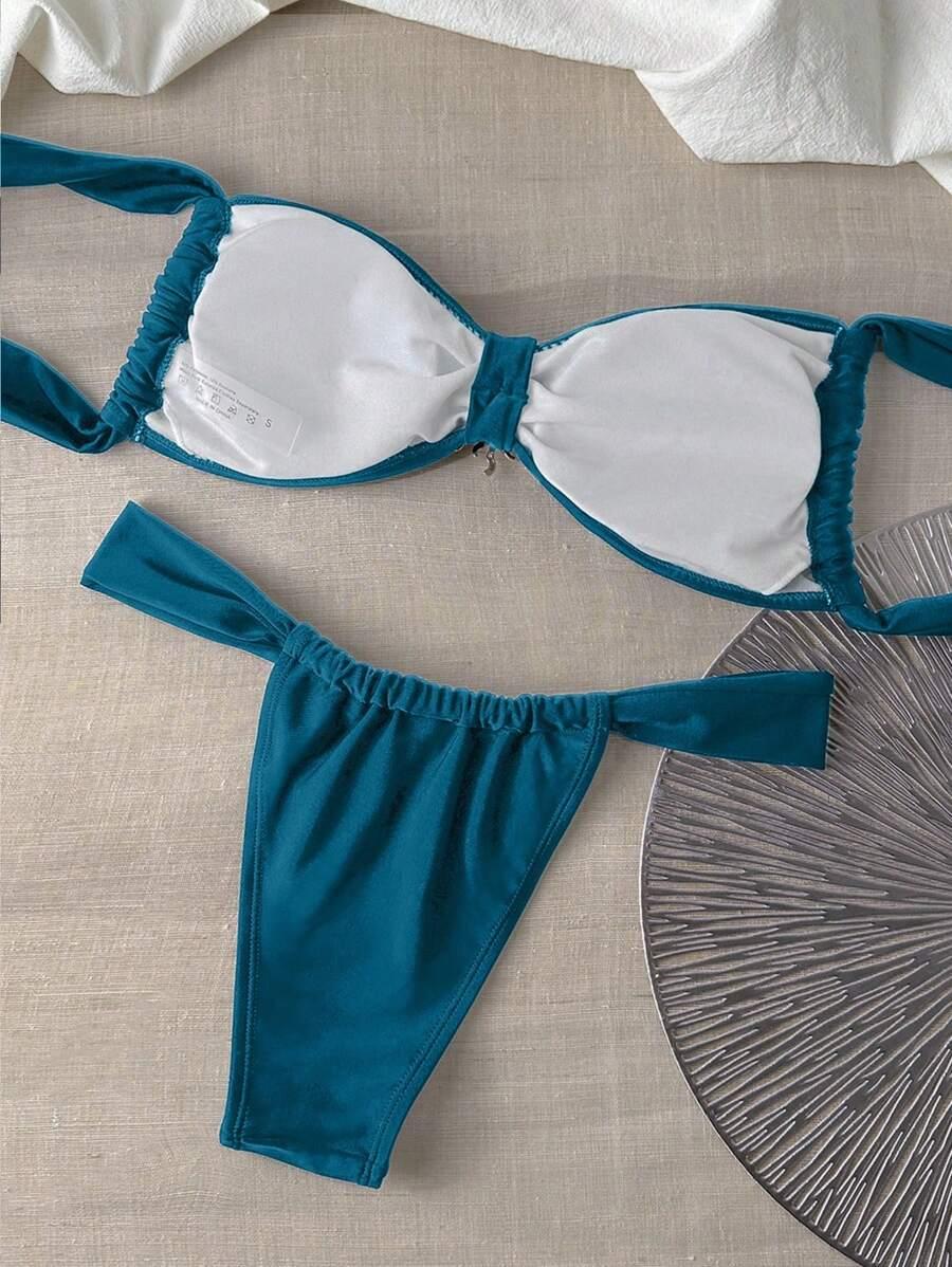 NIEBIESKA GÓRA OD BIKINI ZDOBIENIE