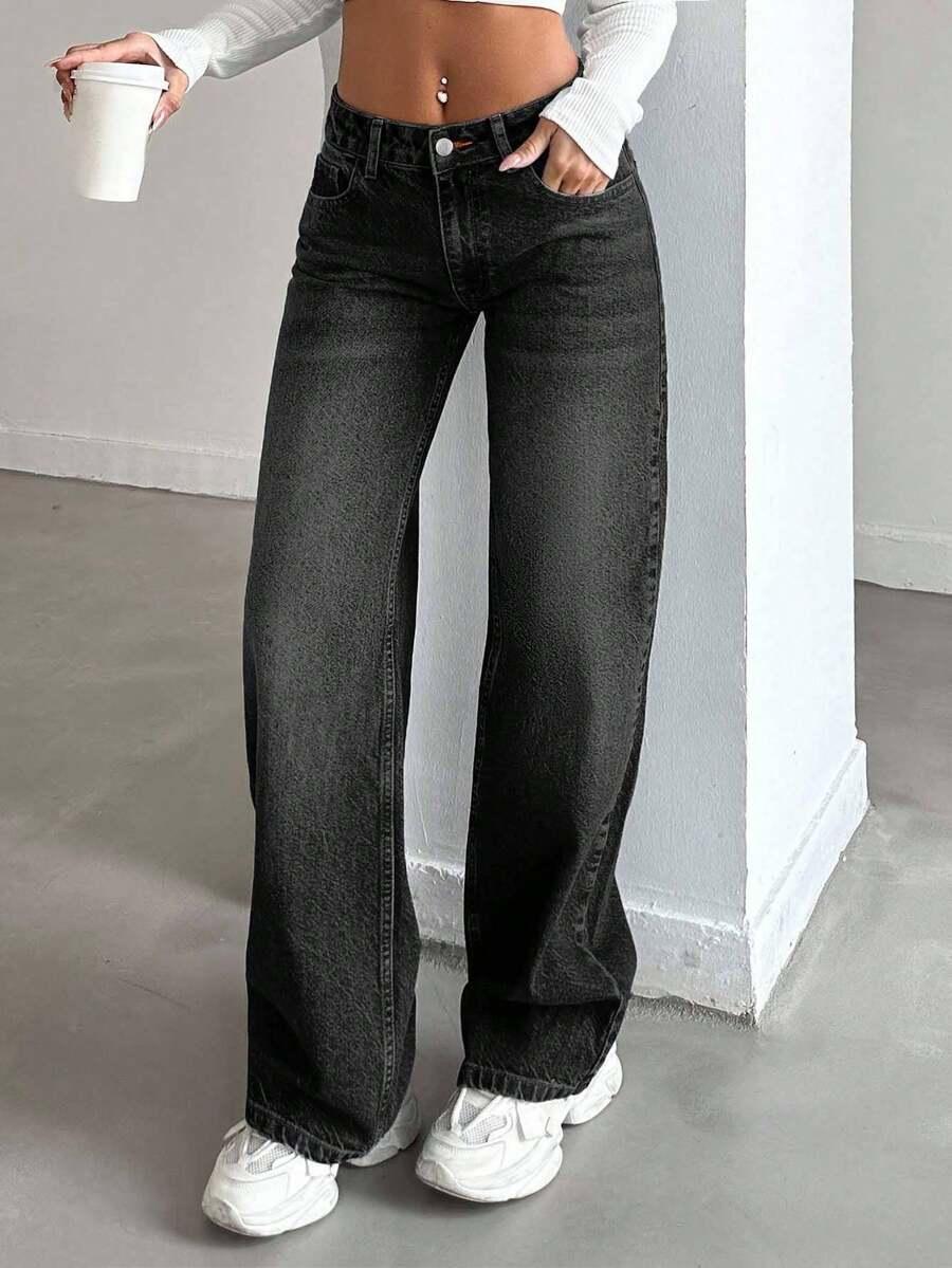 CZARNE SPODNIE JEANS