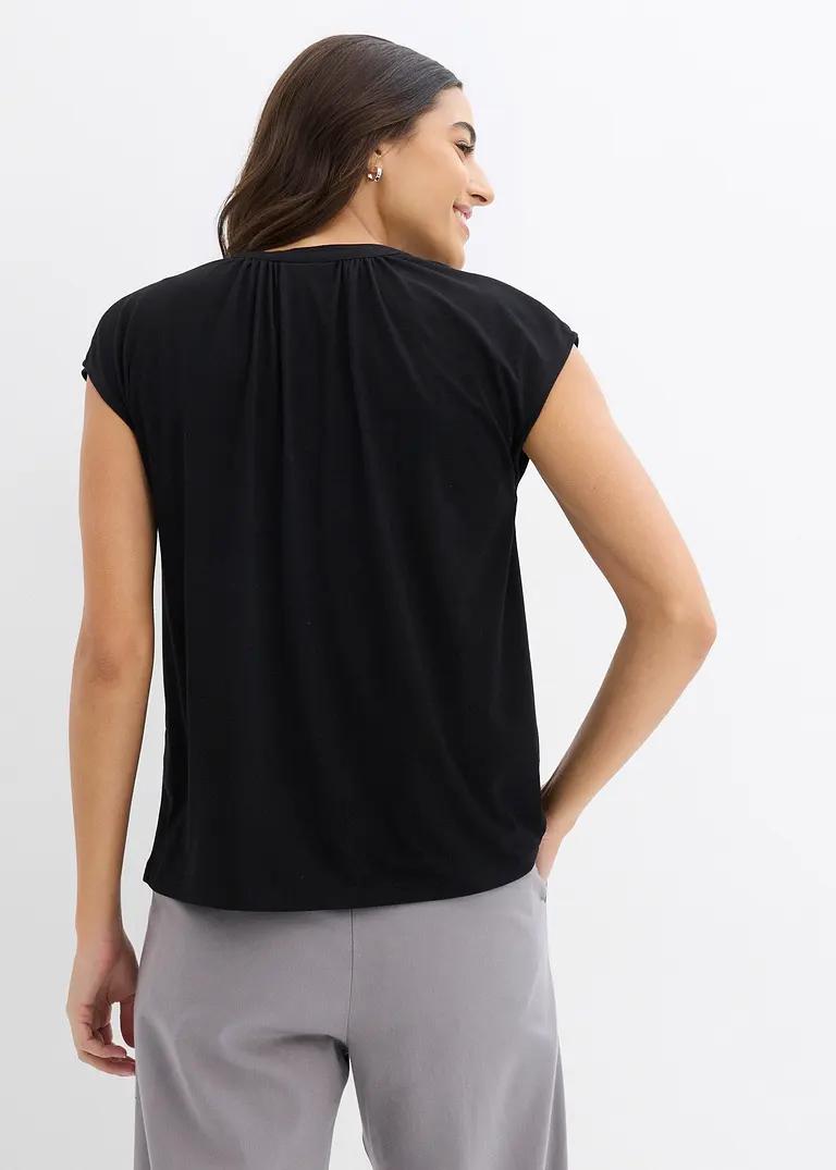 czarna bluzka v-neck