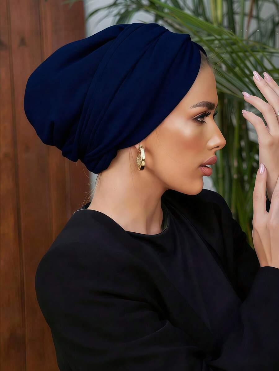 granatowy turban na głowę