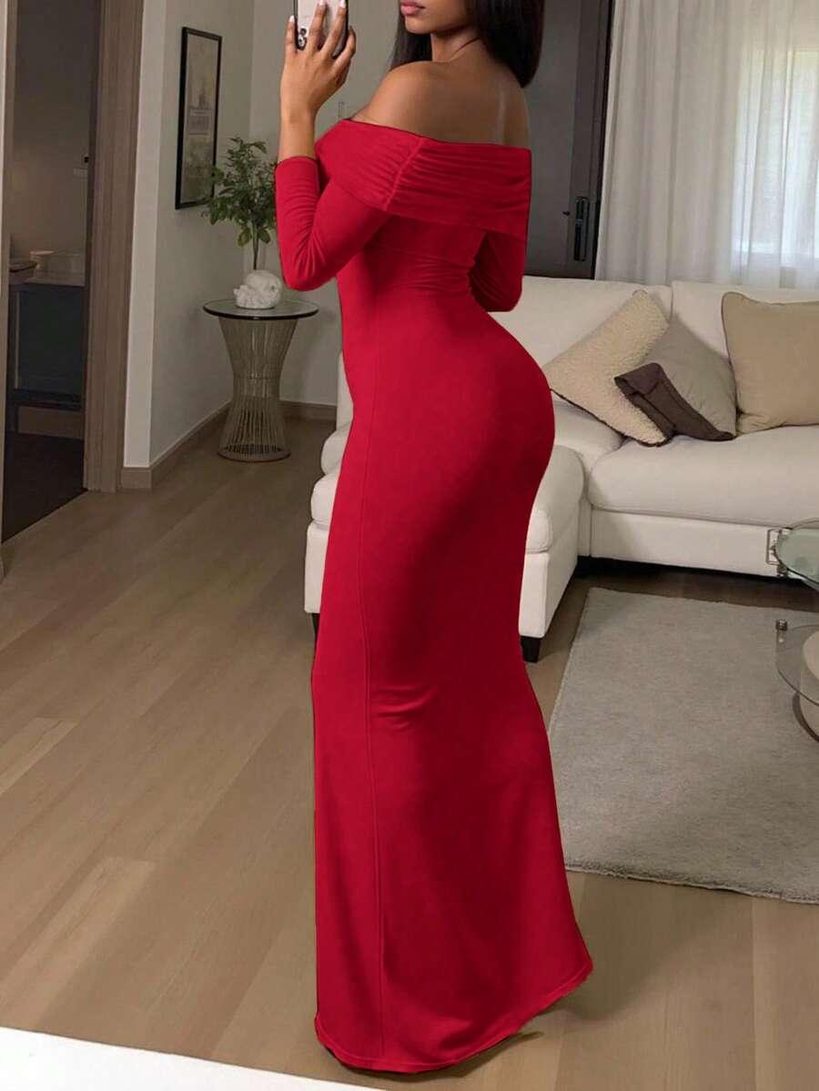 czerwona maxi sukienka