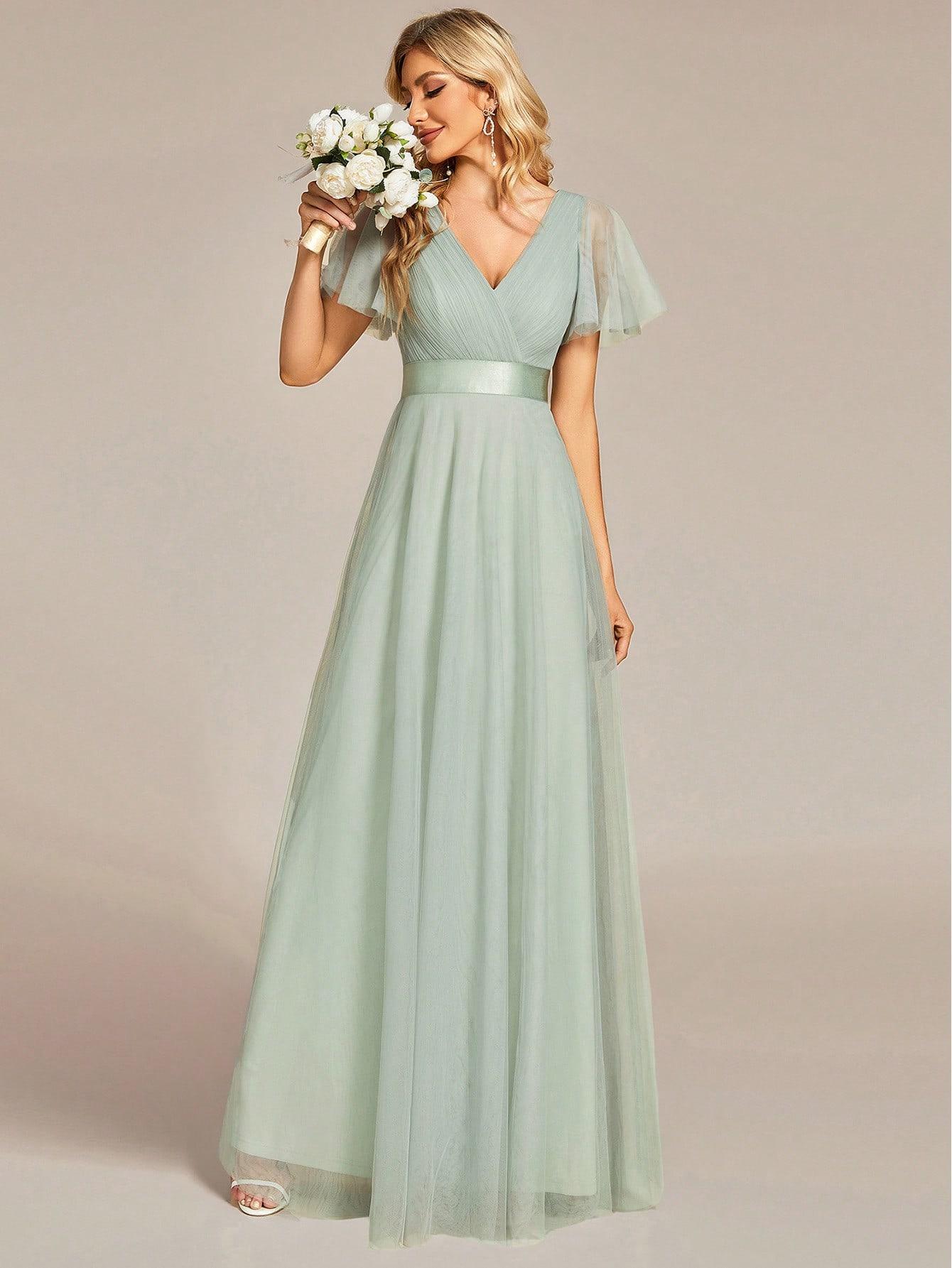 ZIELONA MAXI SUKIENKA V NECK