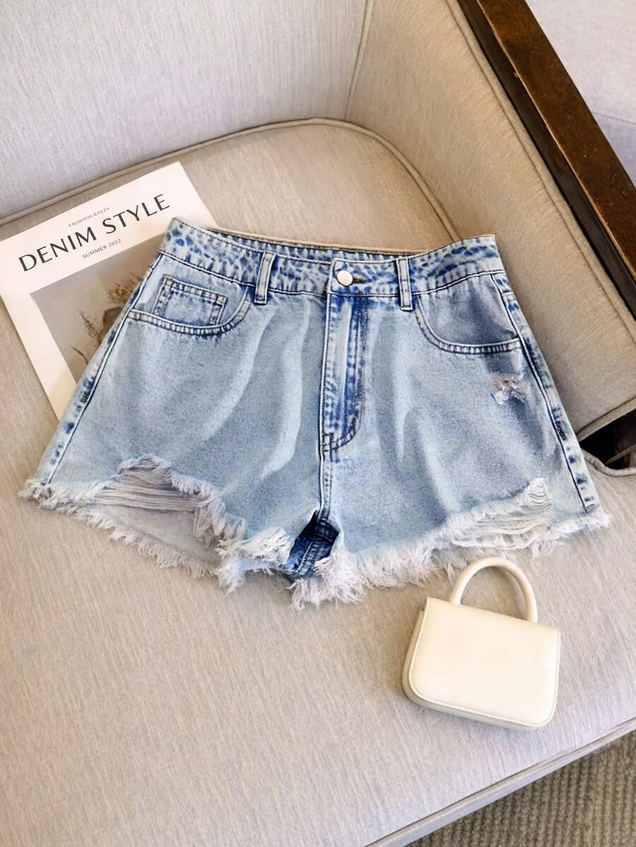 spodenki jeans przetarcia