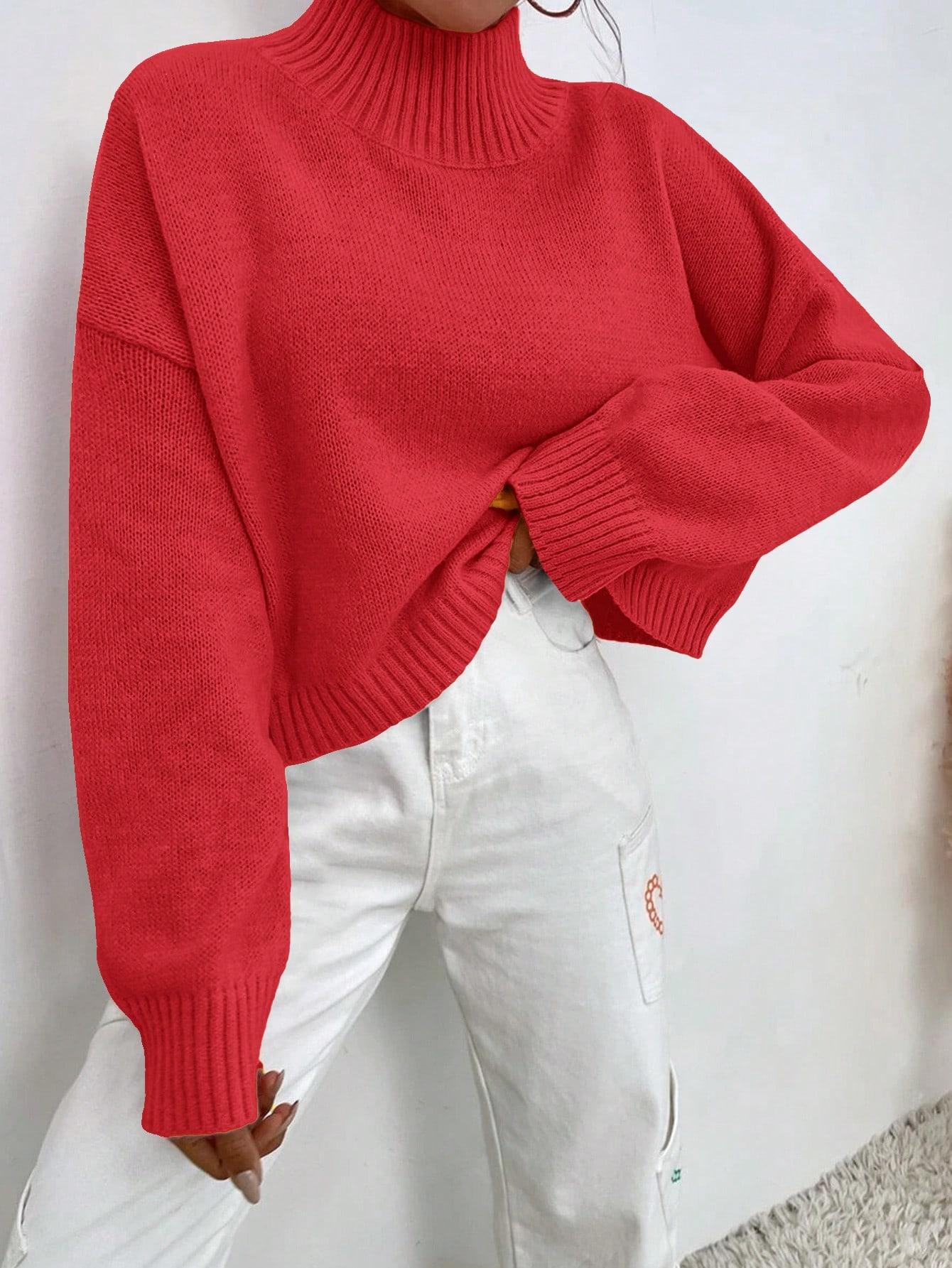 czerwony sweter stójka