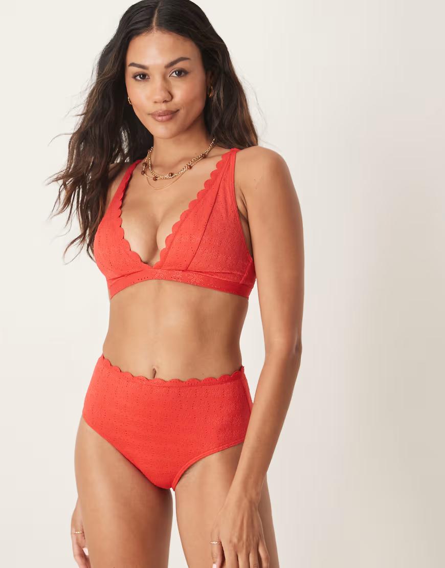 CZERWONY DÓŁ OD BIKINI HAFT