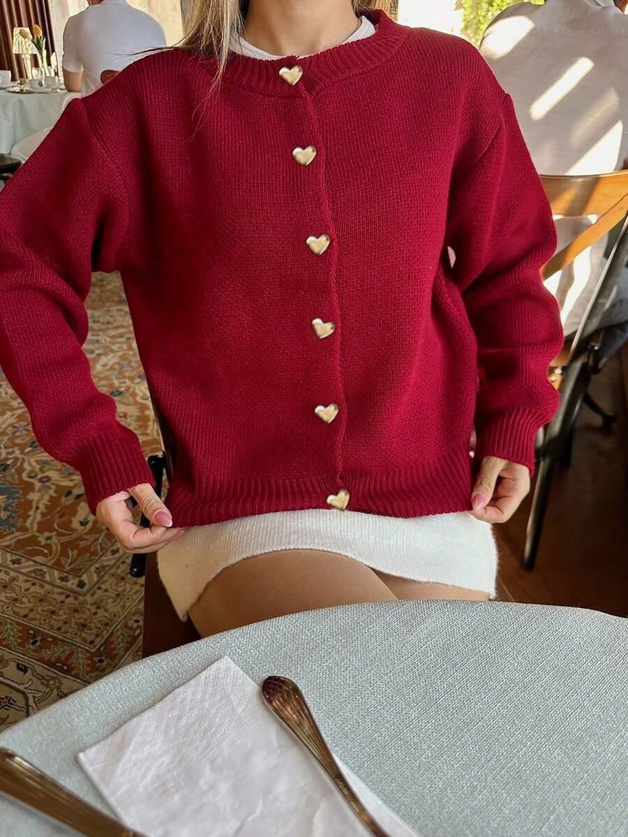 bordowy sweter guziki