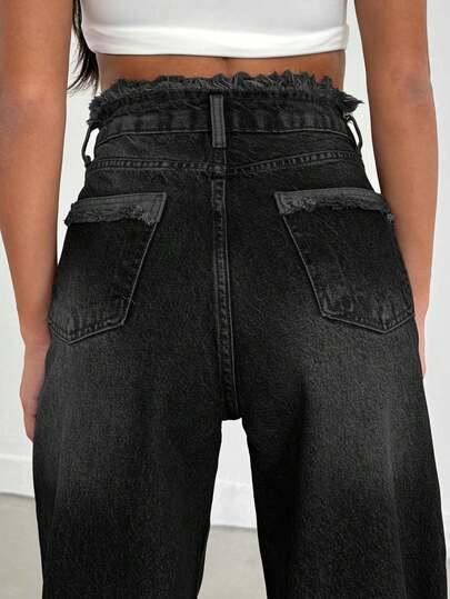 CZARNE SPODNIE JEANS