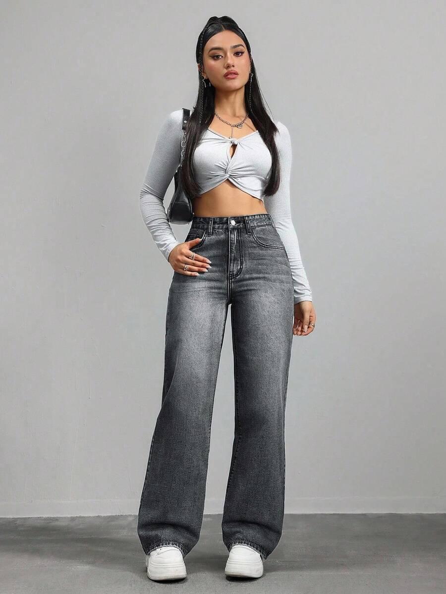SZARE SPODNIE JEANS 