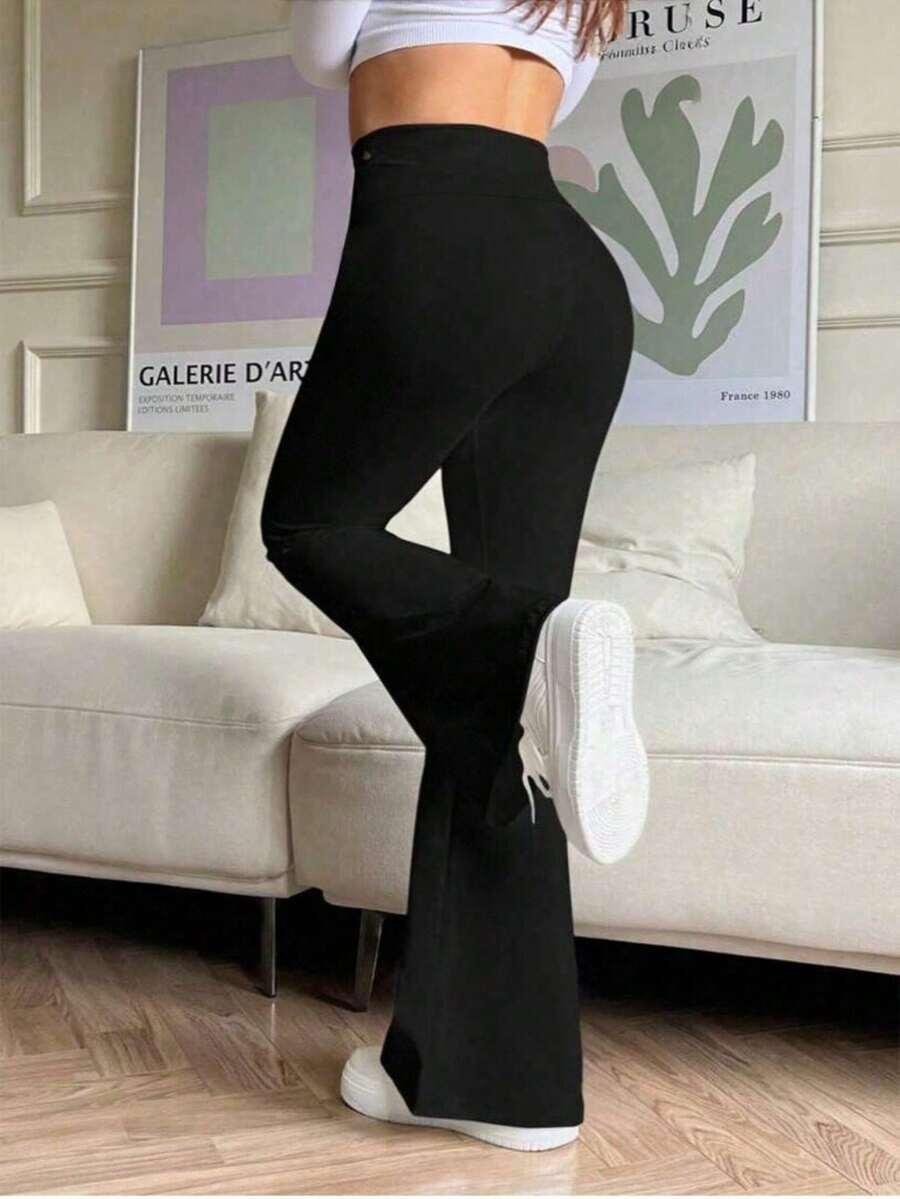 czarne legginsy dzwony