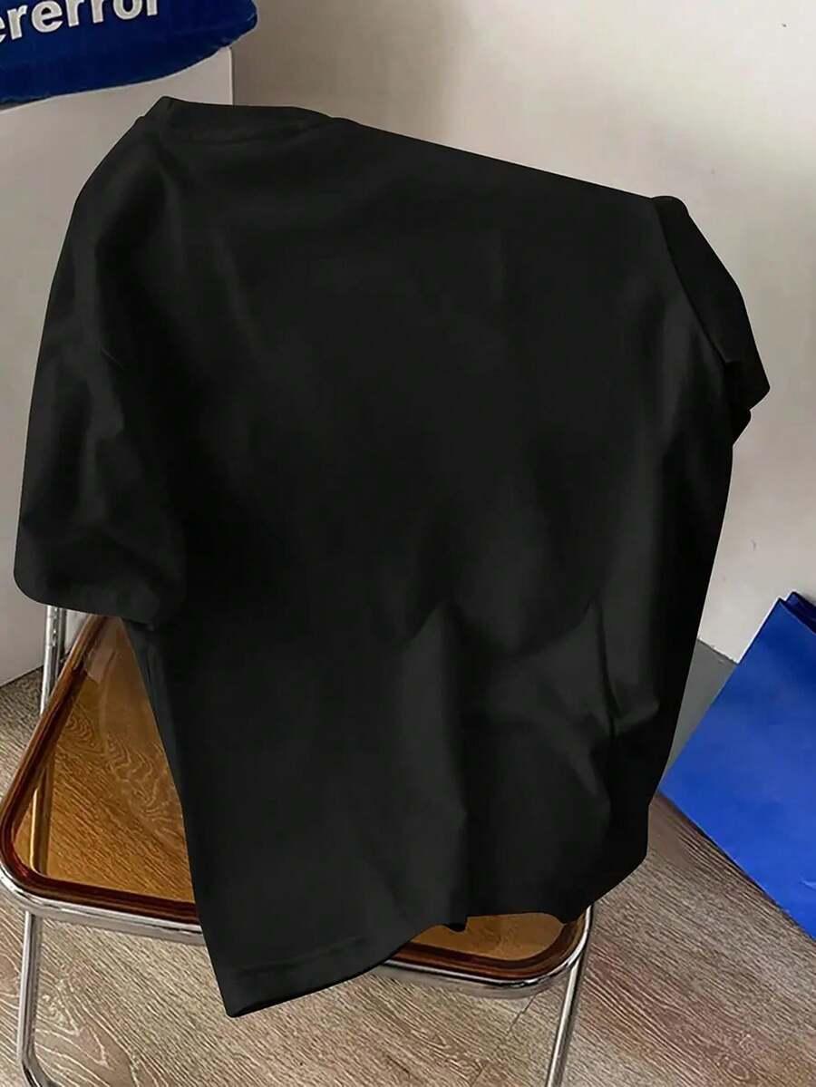 czarny t-shirt nadruk