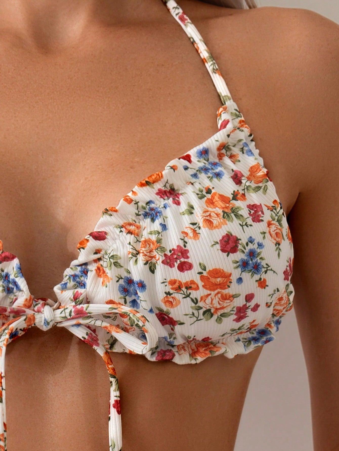 komplet bikini wzór kwiaty