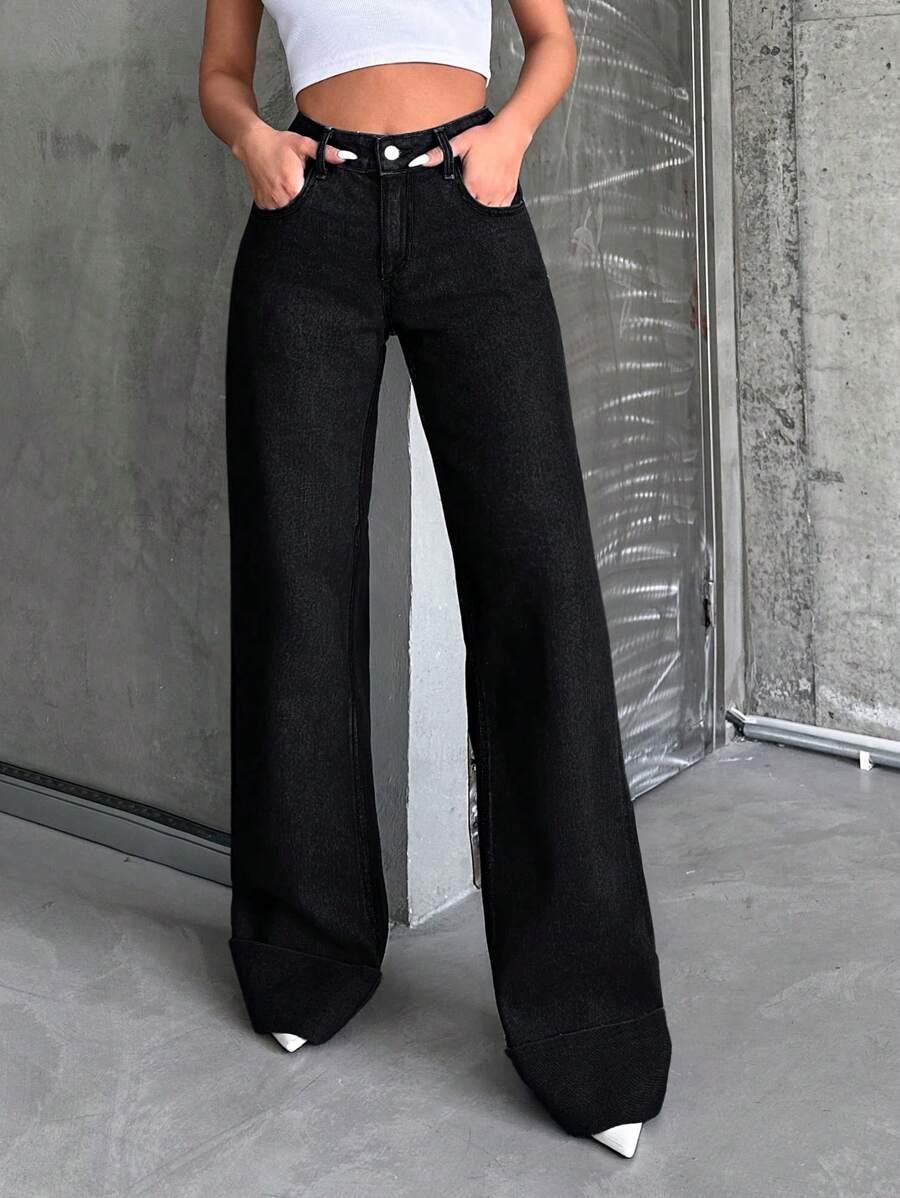 CZARNE SPODNIE JEANS
