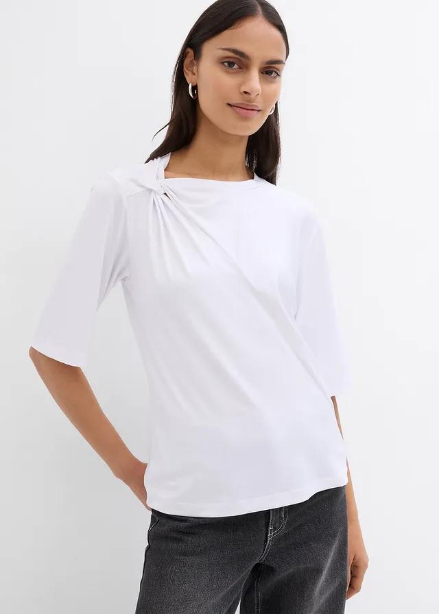 BIAŁY T-SHIRT OKRĄGŁY DEKOLT 