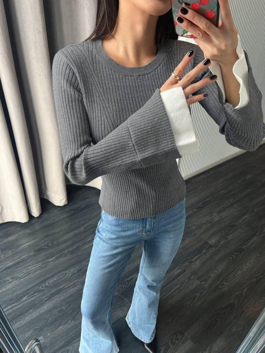 SWETER DAMSKI WISKOZOWY OKRĄGŁY DEKOLT 