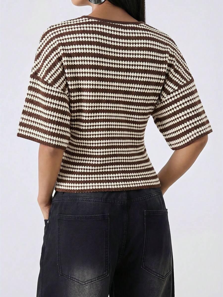 bluzka z krótkim rękawem v-neck
