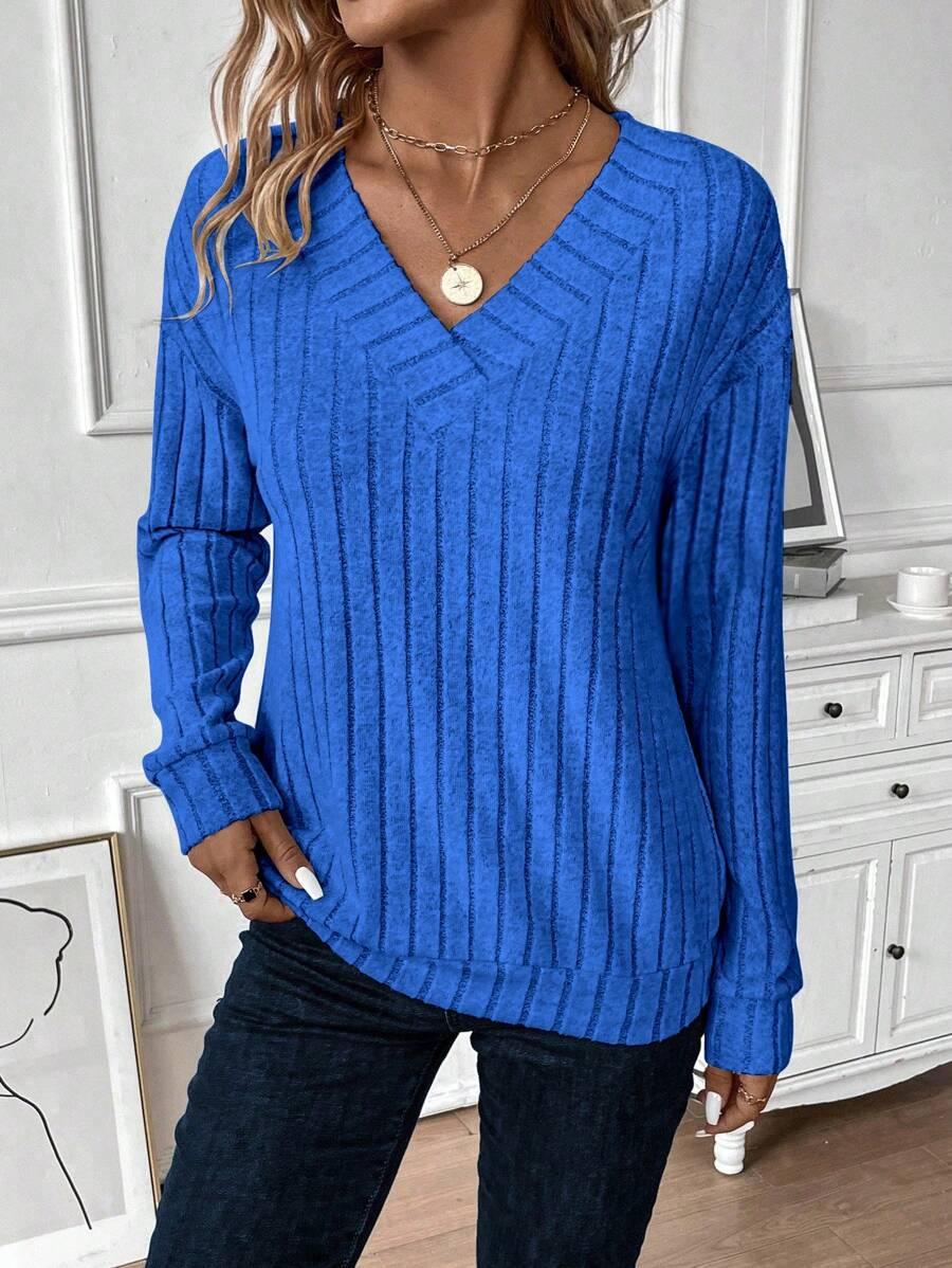 NIEBIESKA BLUZKA V-NECK