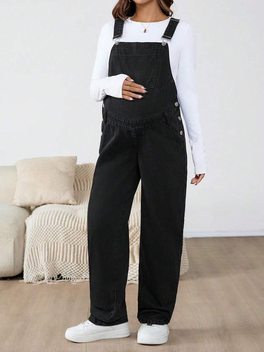 CZARNE OGRODNICZKI JEANS
