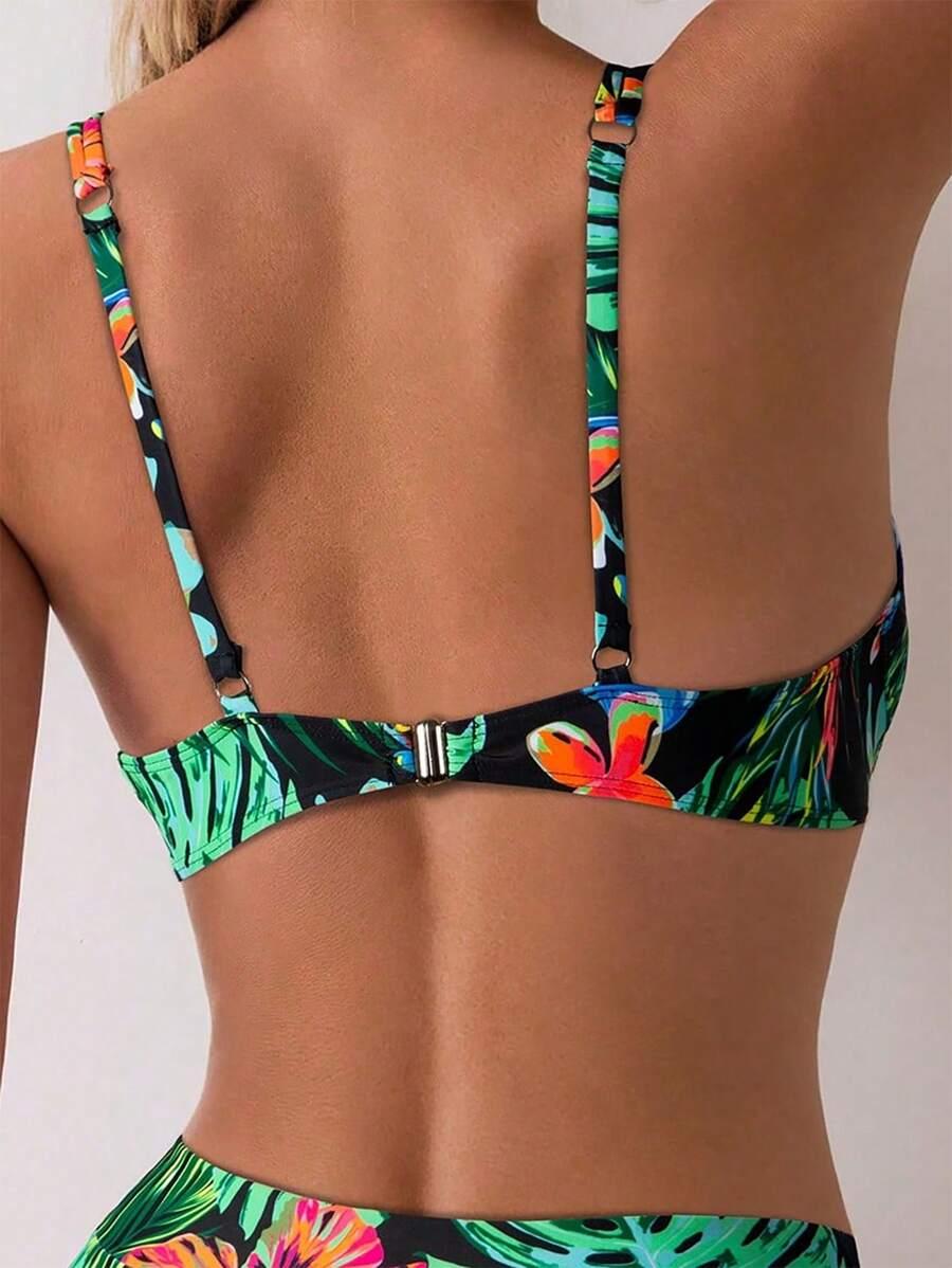 góra od bikini wzór roślinny 