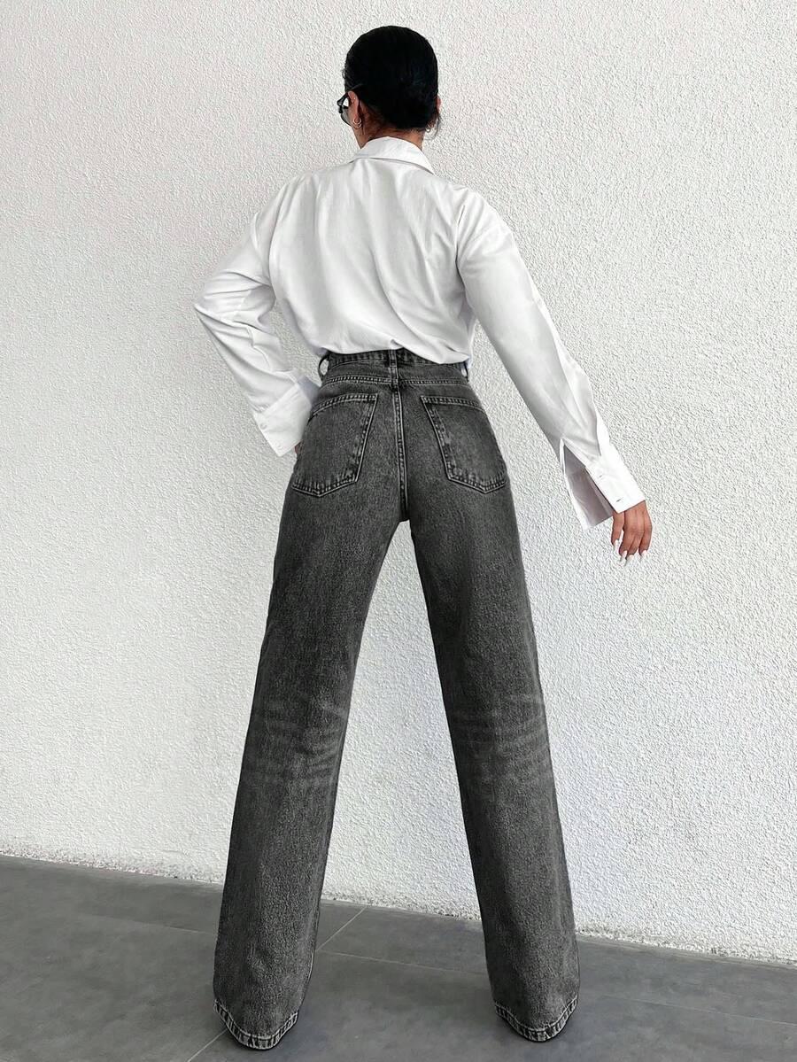 SZARE SPODNIE JEANS