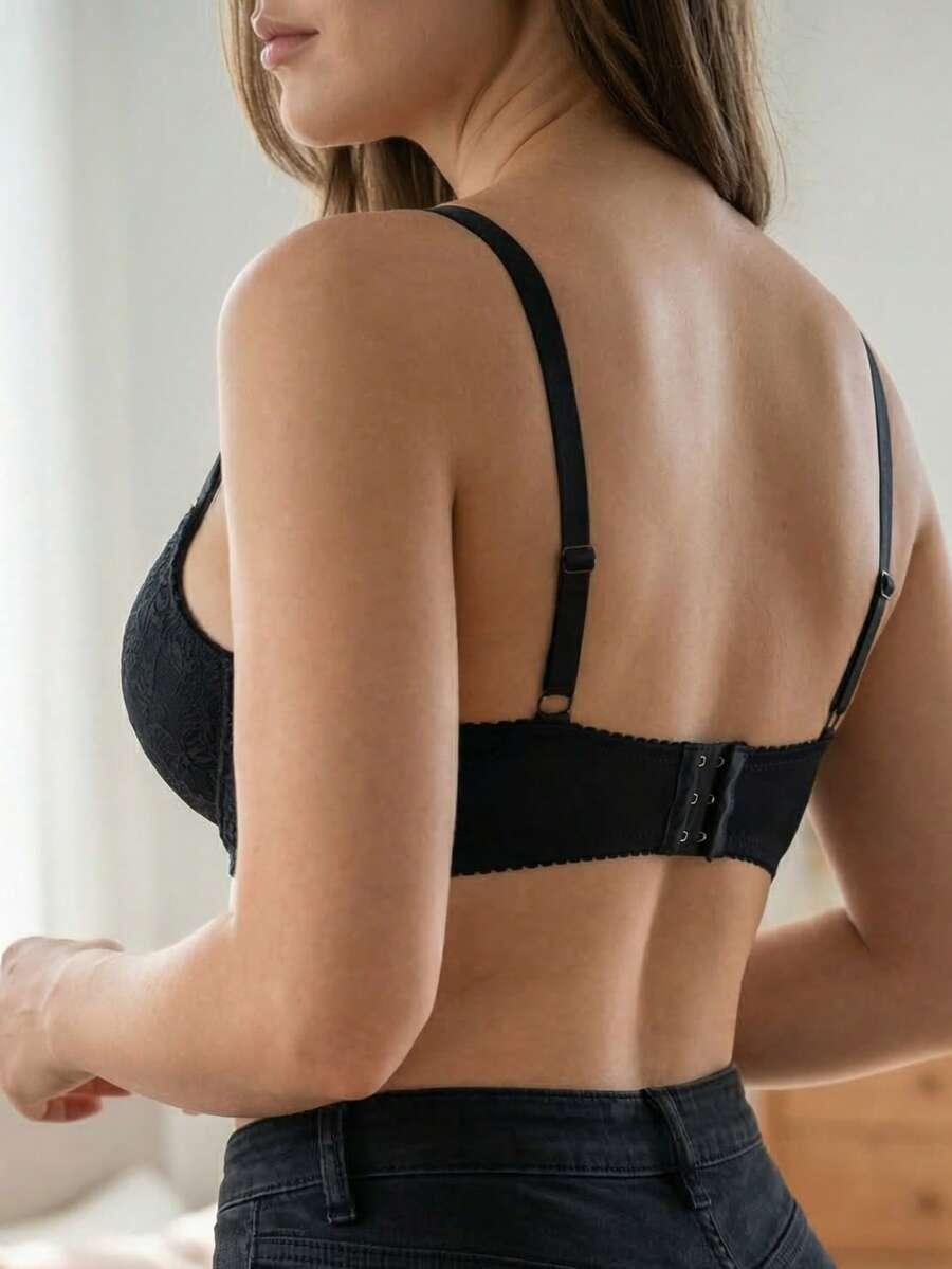 CZARNY BIUSTONOSZ KORONKA PUSH-UP