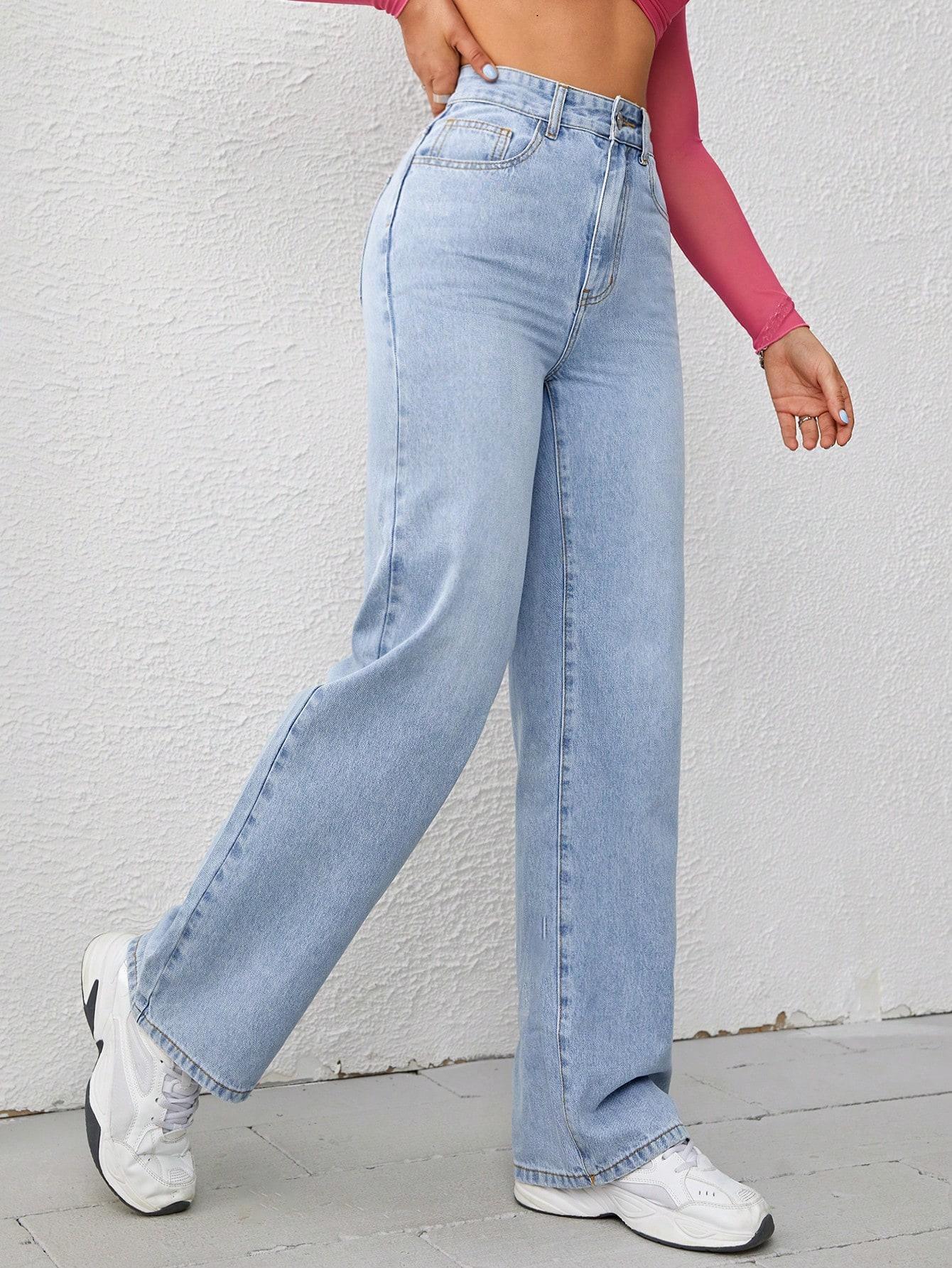 NIEBIESKIE PROSTE SPODNIE JEANS