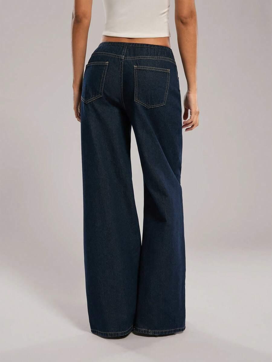 GRANATOWE SPODNIE JEANS