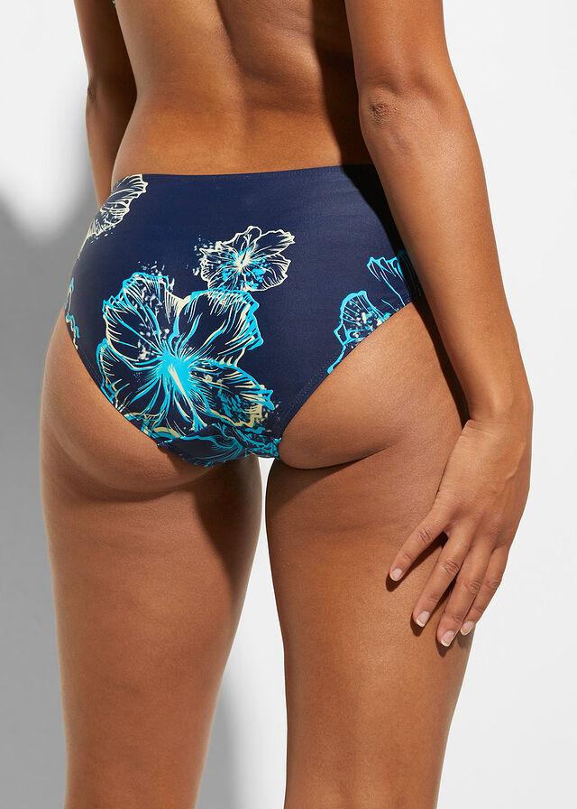 GRANATOWY DÓŁ BIKINI PRINT KWIATY