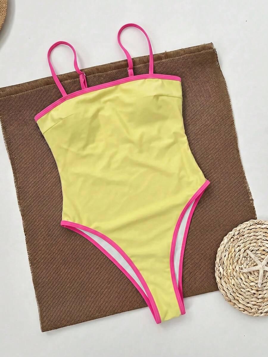 ŻÓŁTY JEDNOCZĘŚCIOWY STRÓJ KĄPIELOWY
