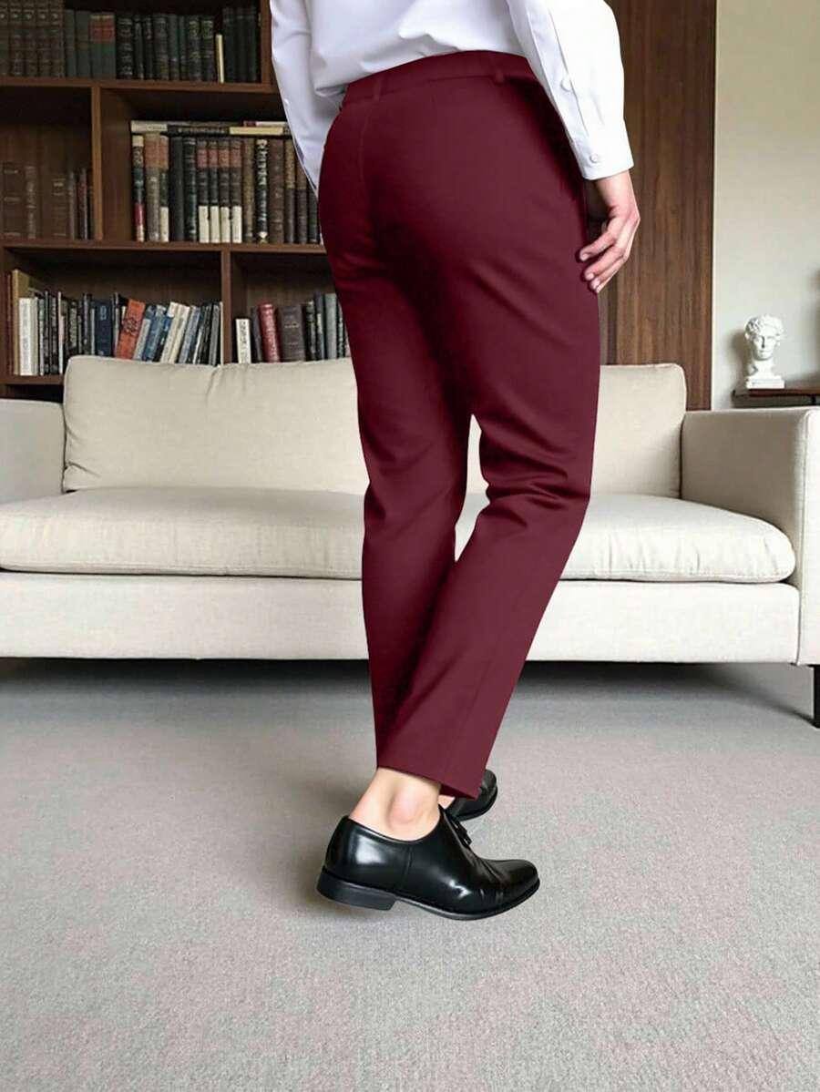 bordowe eleganckie spodnie 