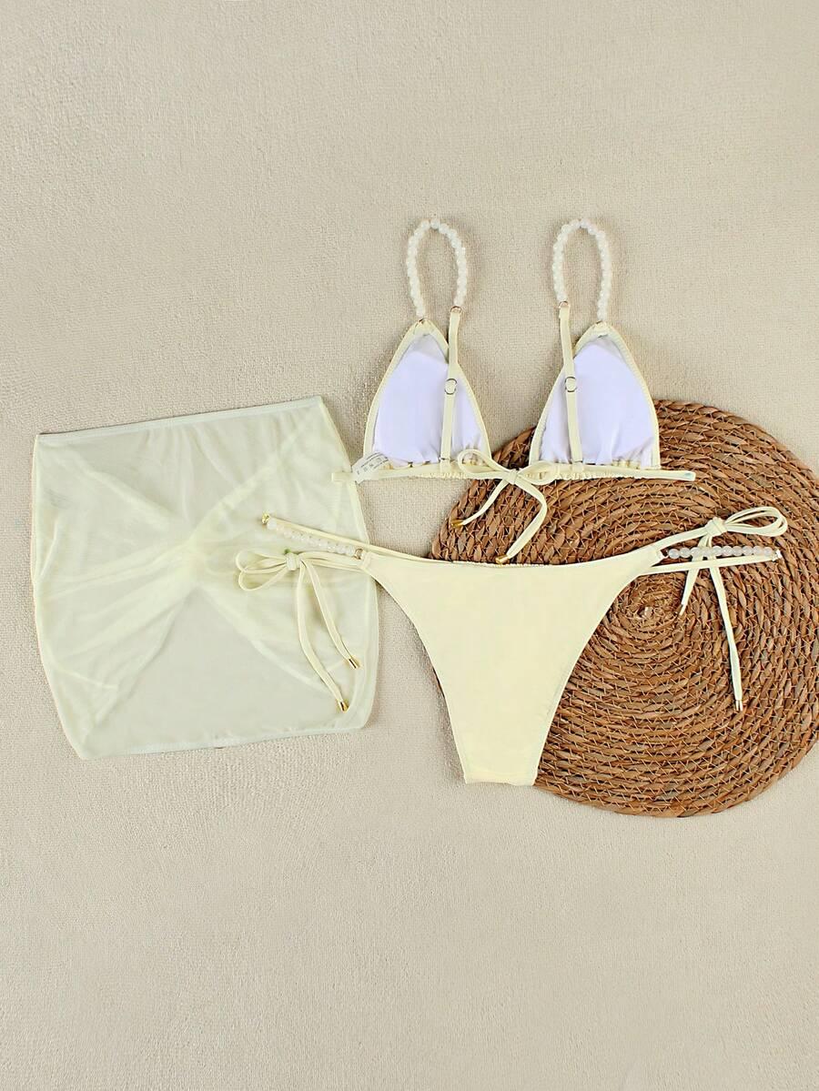 trzyczęściowy komplet bikini pareo