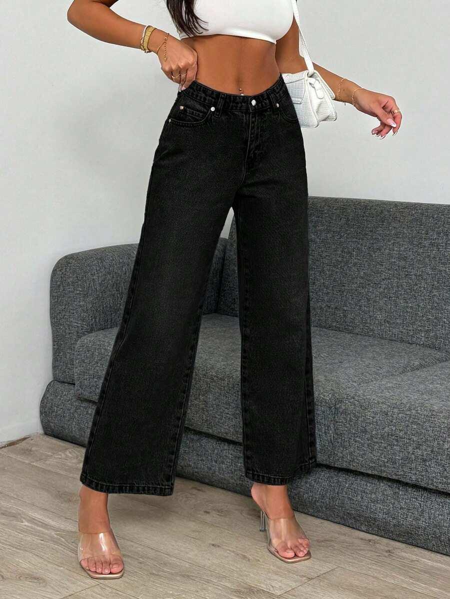 CZARNE SPODNIE JEANS