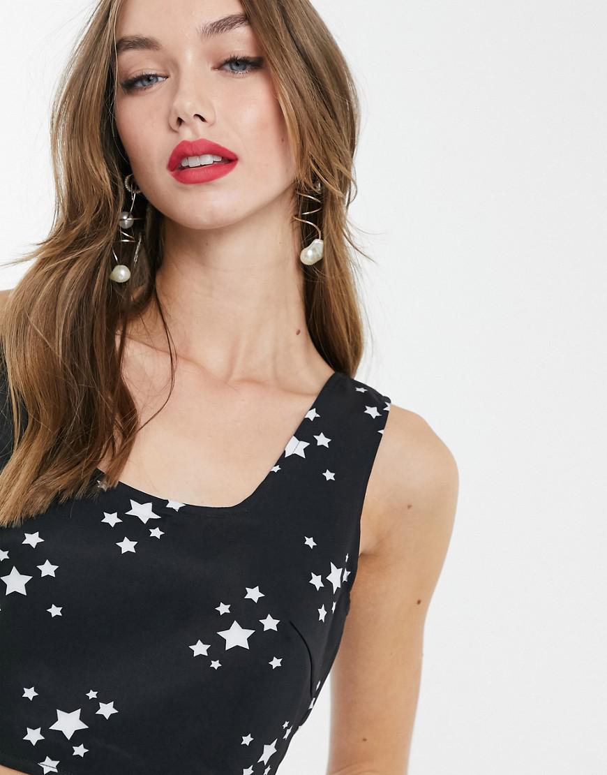 czarny crop top gwiazdki 