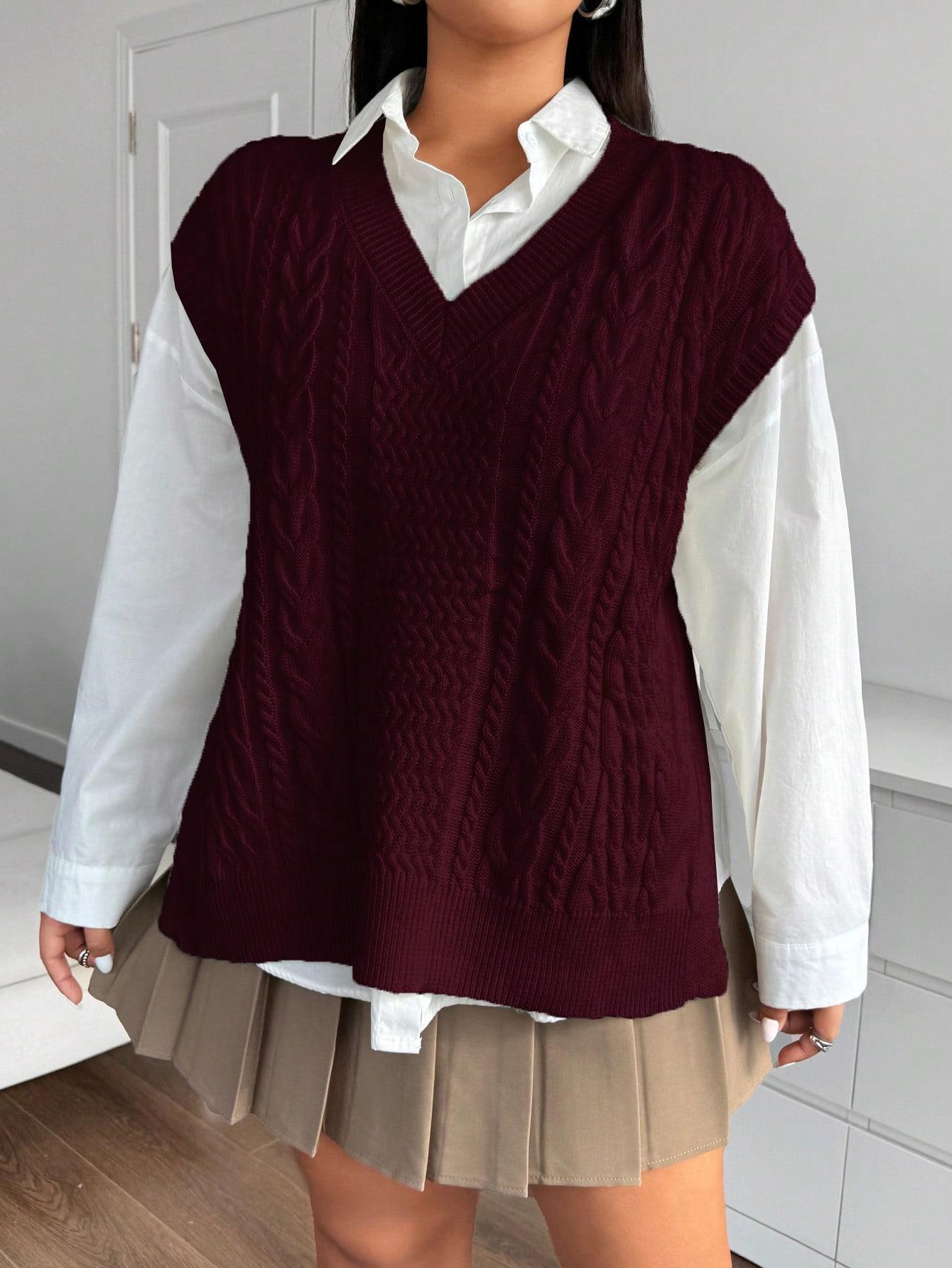 bordowy sweter v-neck