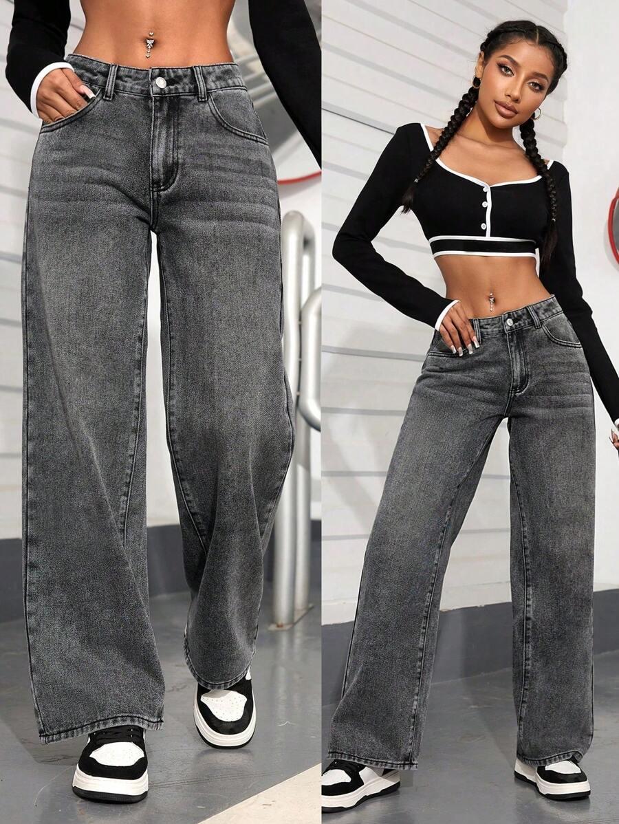 SZARE SPODNIE JEANS