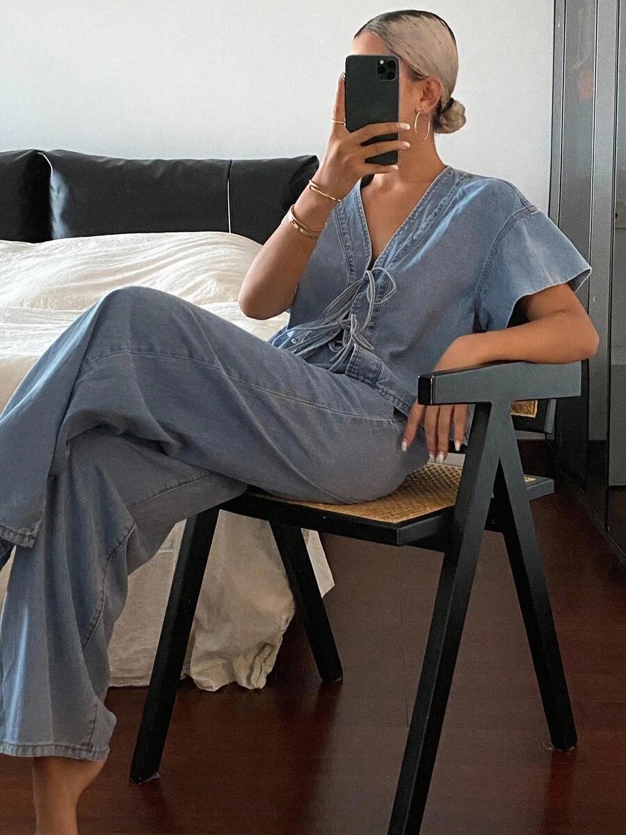 niebieskie spodnie casual