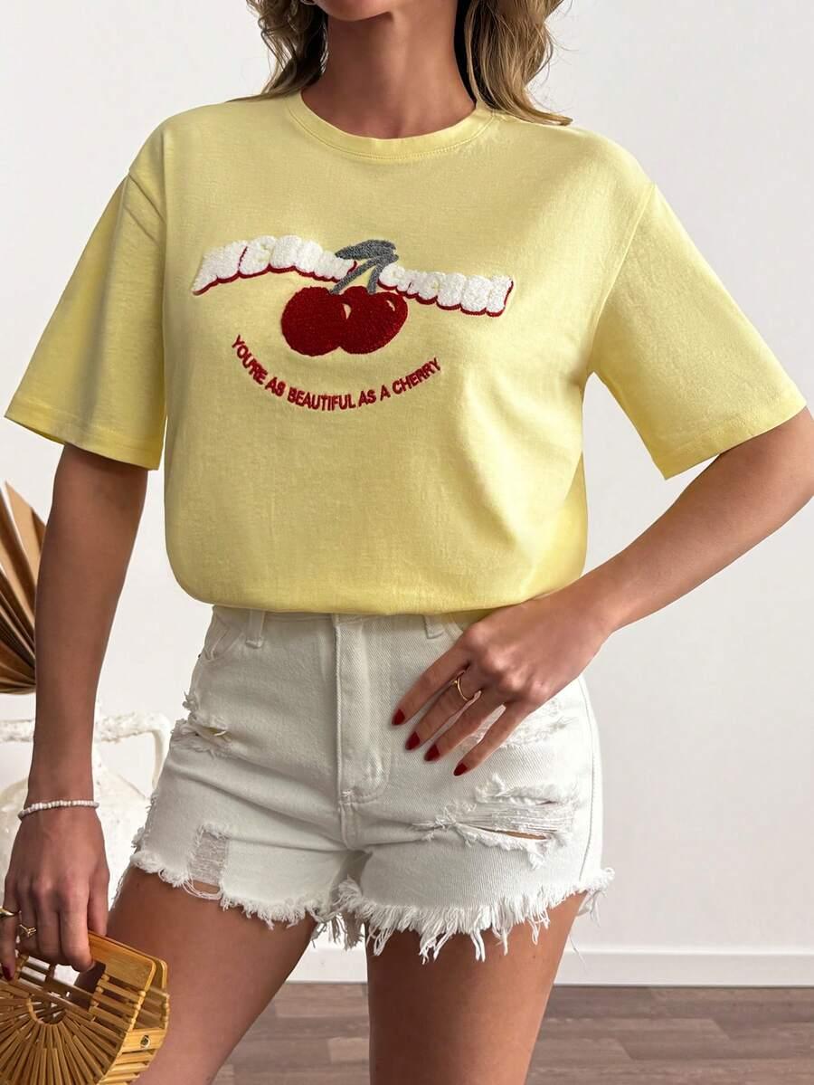 żółty t-shirt nadruk