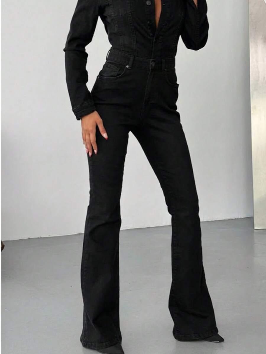 CZARNY KOMBINEZON JEANS