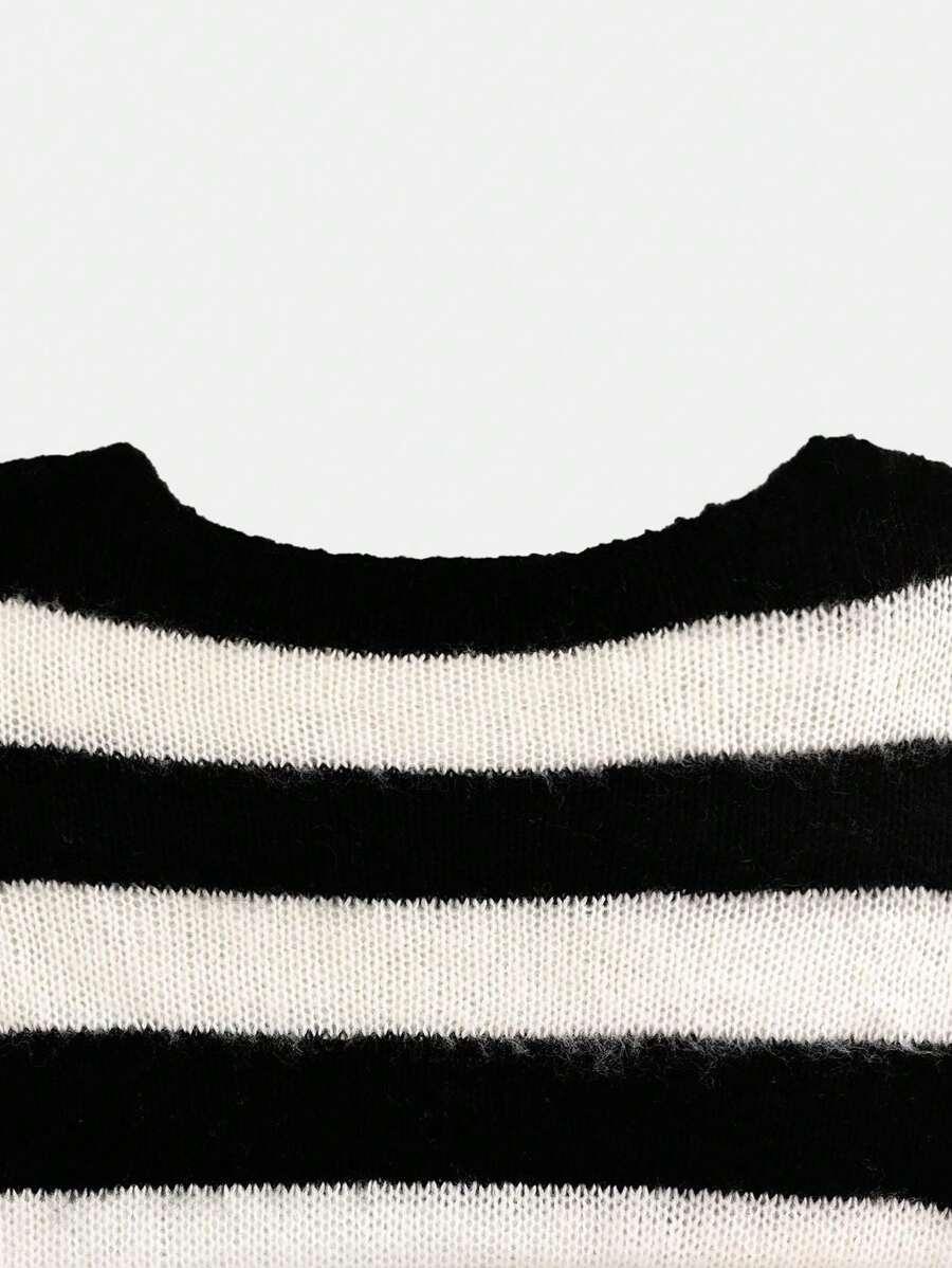 sweter paski fluffy kontrast