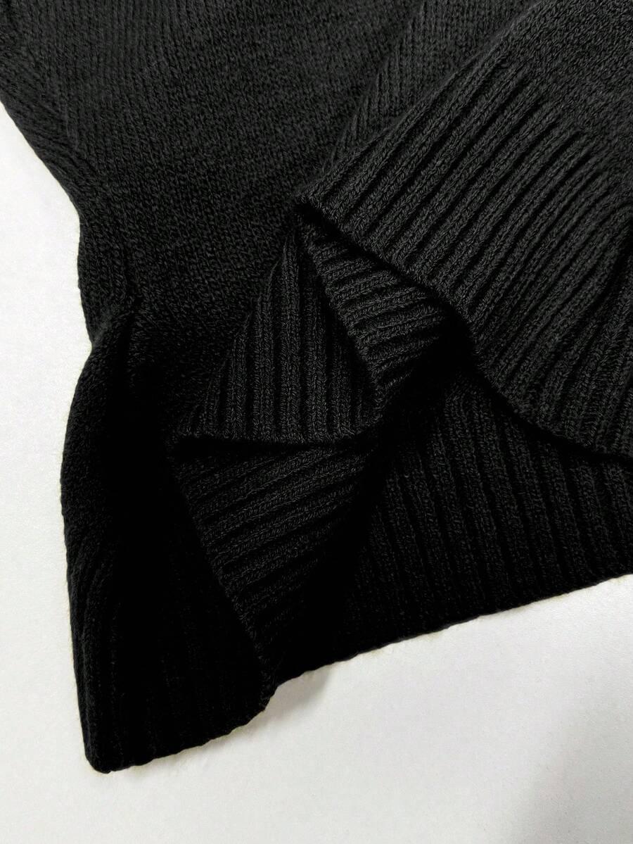 CZARNY DZIANINOWY SWETER