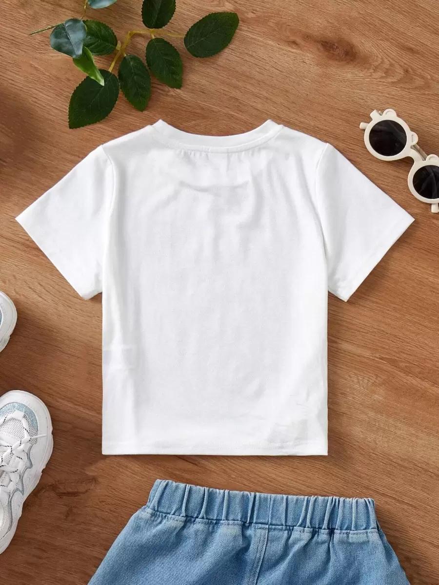BIAŁY T-SHIRT Z KRÓTKIM RĘKAWEM