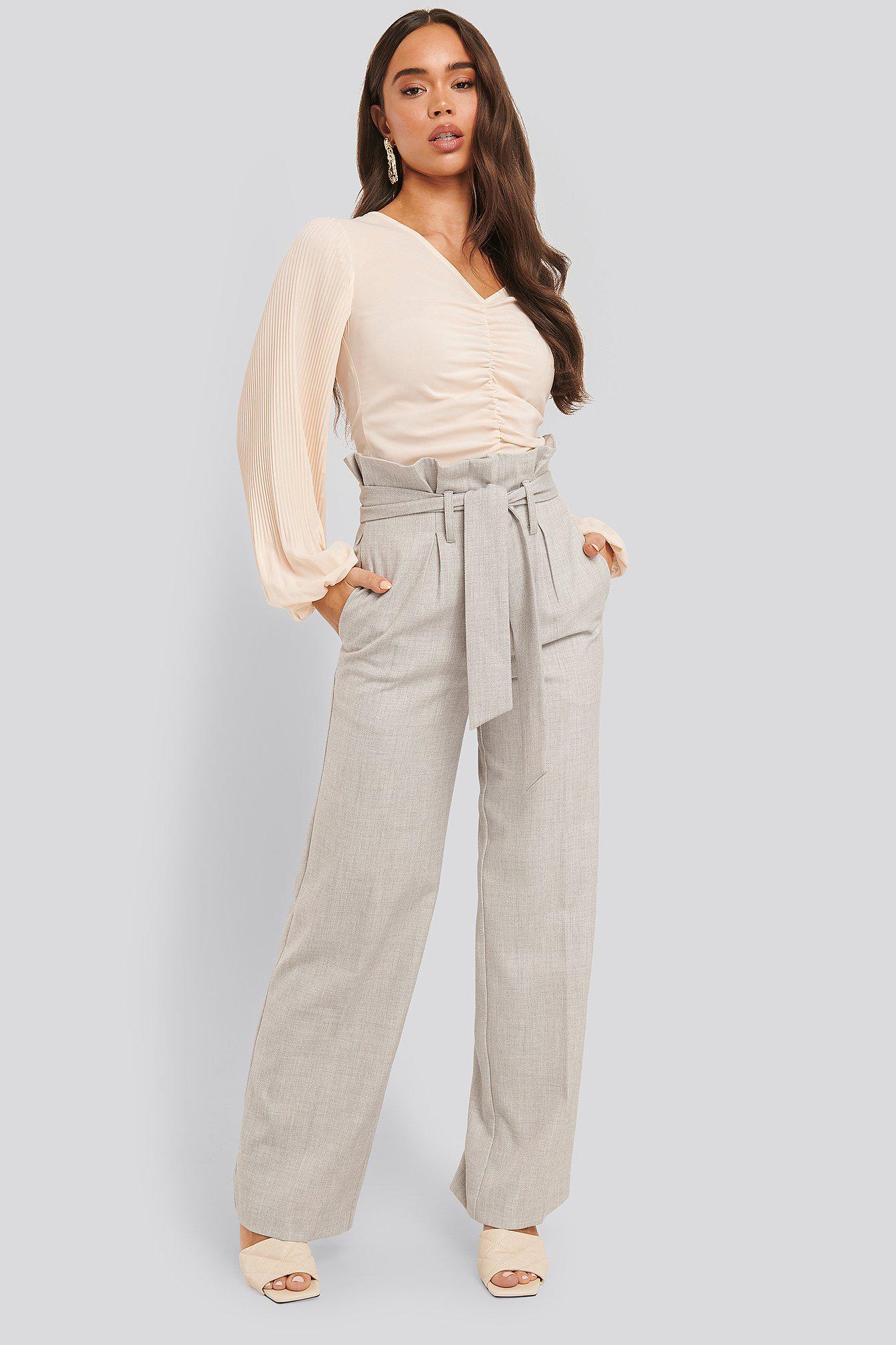 BEŻOWA BLUZKA V NECK MARSZCZENIE 