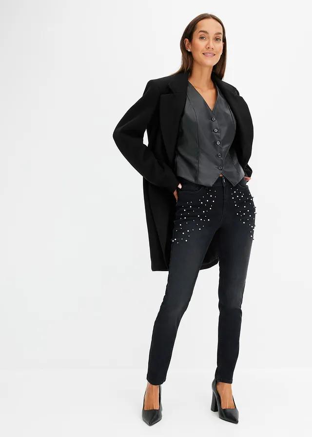 CZARNE SPODNIE JEANS ZDOBIENIE