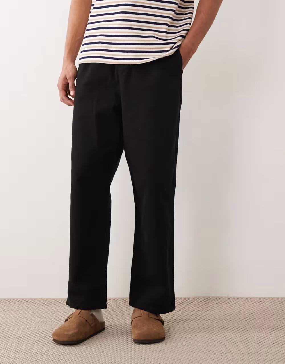 czarne proste spodnie jeans wiązanie kieszenie