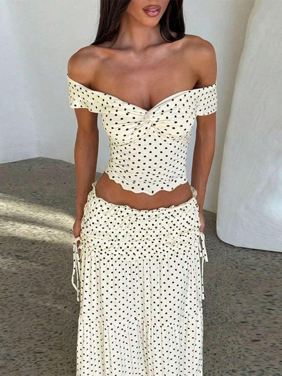 spódnica maxi w groszki